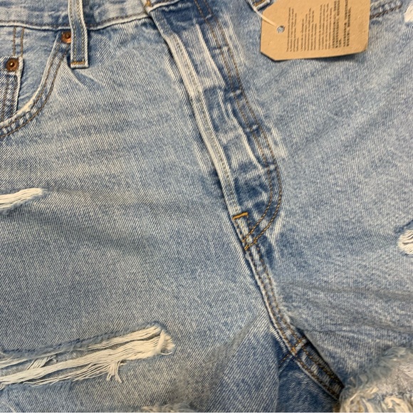 Levi’s 501 High Rise Distressed Button Fly Cut Off Denim Shorts - Picture 4 of 8